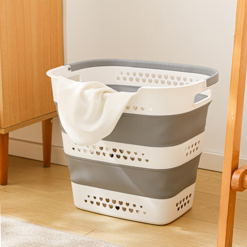 Large Collapsible Laundry Basket Plastic Foldable Clothes Storage Hamper Bin With Handles 1pc foldable basket светло-серый