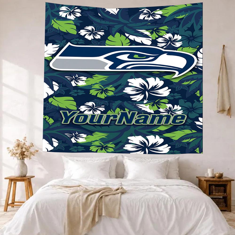 Seattle Seahawks Custom Your Name Wall Decor Tapestry Art For Pet Memorial Birthdaywedding Party Backdrop Family Gift