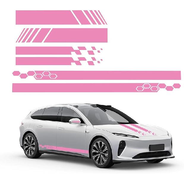Augeny 6PCS Car Hood & Side Stripe Decals, Modified Auto Rearview Mirror Decal, Universal Graphic Stripe Decor For Car Skirt Roof Bumper (Style1,