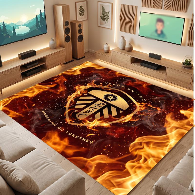 Tappeto in Velluto di Cristallo con Stampa del Leicester City Football, Comodo Assorbente d'Acqua Antiscivolo Tappeto per Pavimenti Interni
