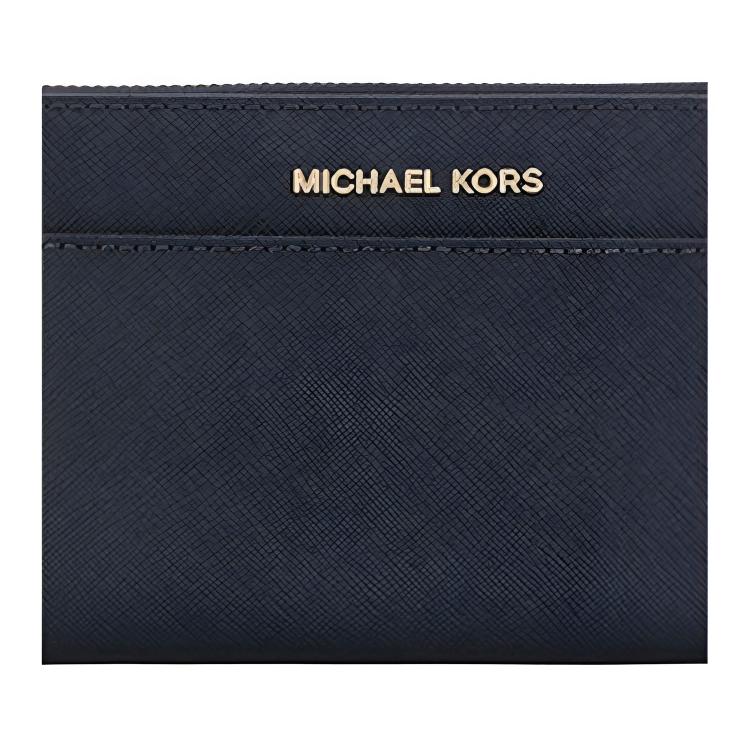 Michael Kors Jet Set Travel Long Letter Logo Commuter Zipper Closure Leather Clutch Wallet Women Wallet Blue 32T7GTVZ3L-ADMIRAL