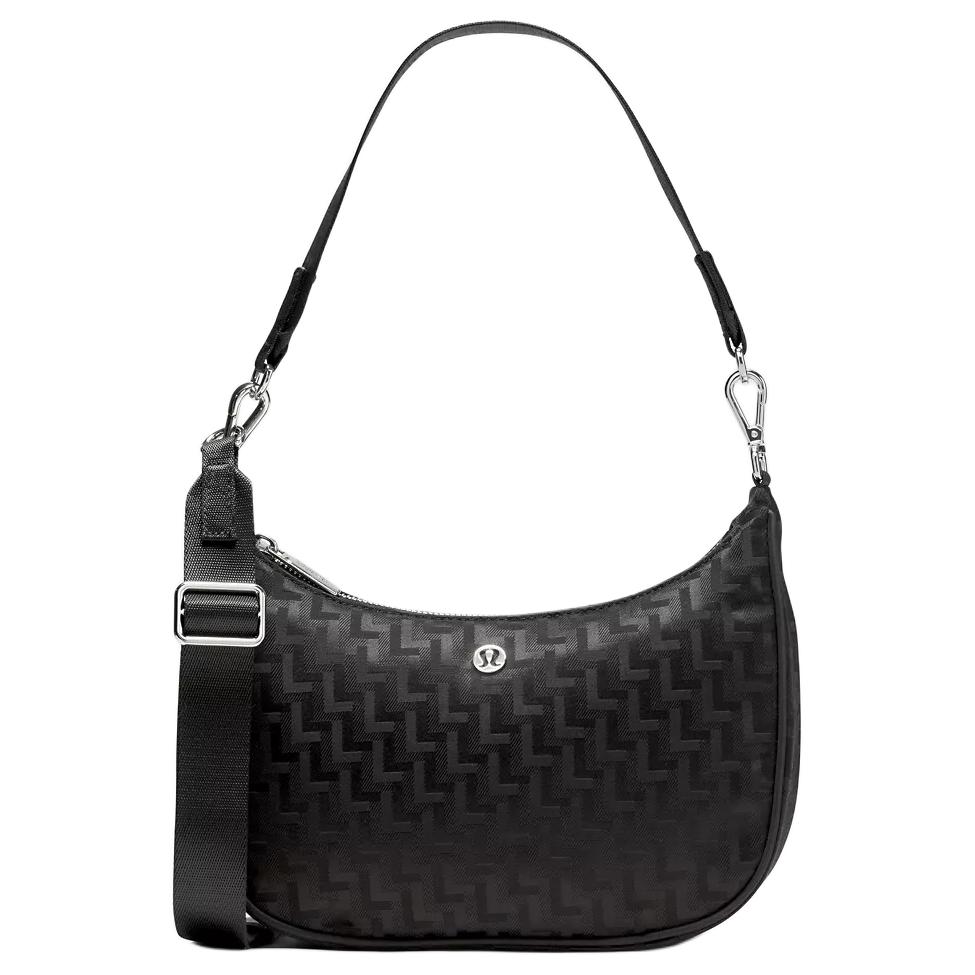 Lululemon City Essentials 3L Jacquard L Letter Pattern Polyester Shoulder Bag Small Women bags Black Silver LW9FVBS-075923 Black & Silver