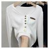 Women's Integrated Velvet V-neck Sweater for Autumn and Winter with Plush and Thickened Slim Knitted Base Sweater