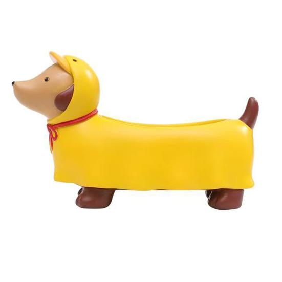 Resin Dachshund Planter, Decorative Small Plant Pot with Drainage Hole, Cute Puppy Planter for Succulents Small Indoor Plants