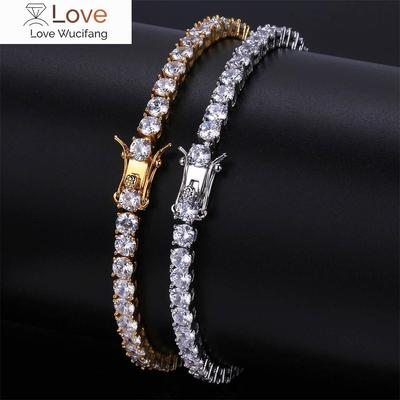 Brass Tennis Bracelet Cz 3mm 4mm 5mm 1 Row Cubic Zirconia Gold Silver Color Bracelet For Men Women Iced Out Hip Hop Jewelry