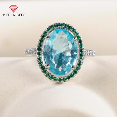 Fashion Oval Sea Blue Topaz Ring Ring For Women Versatile Women Accessories For Party Birthday Gift Statement Jewelry
