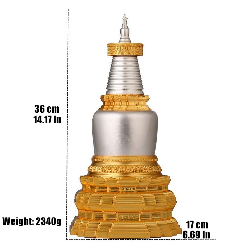 

Golden Buddhist Stupa Tantric Alloy Handicraft Auspicious Tibetan Large Buddhism Home Gift Indoor Altars Desktop Decorative золотий