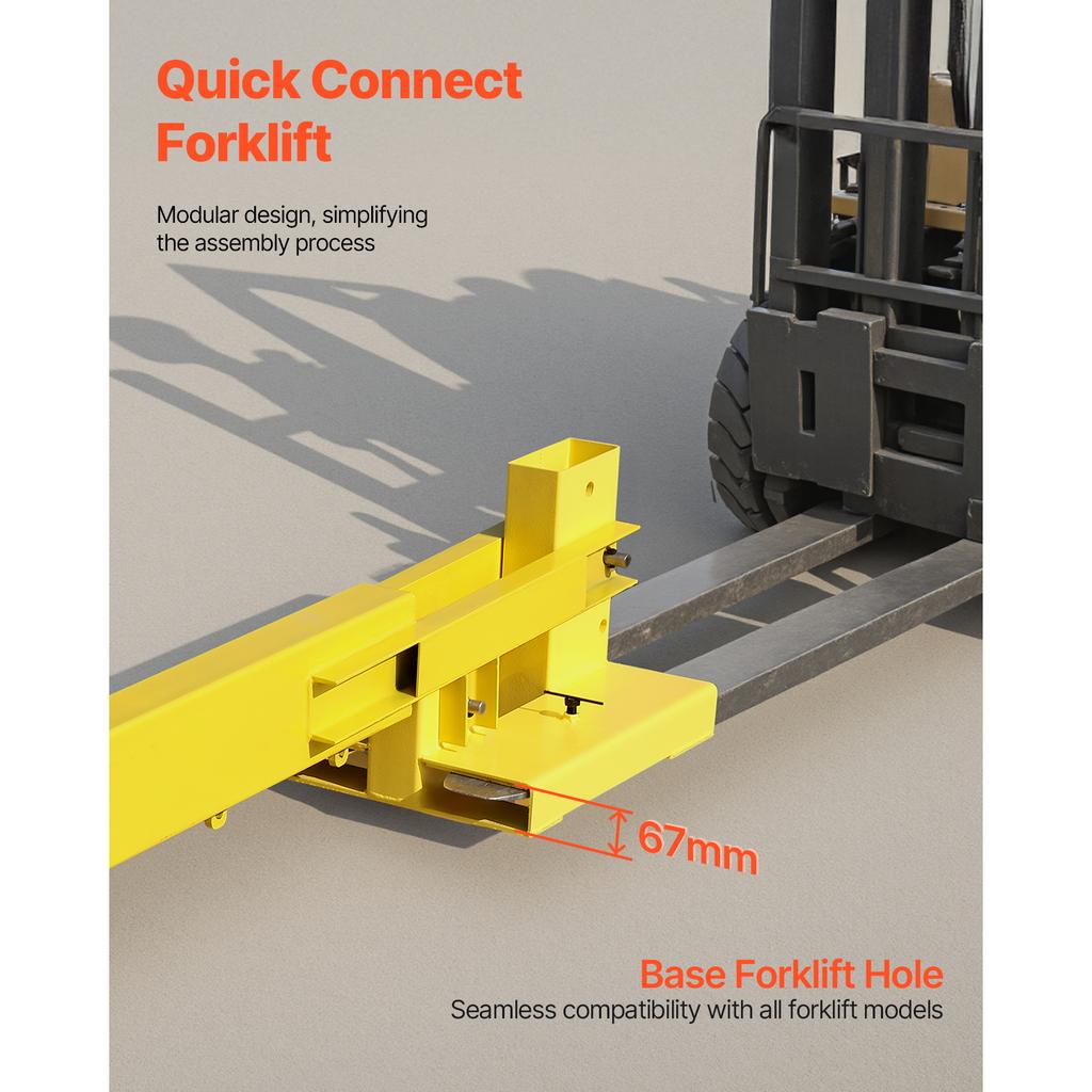 SucceBuy 6000lbs Adjustable Forklift Jib Boom Crane Manual Telescoping Boom Extends Up to 56.1 in Mobile Crane for Warehouse