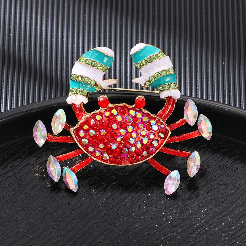 Fashionable Retro Colorful Crab High-end Luxury Accessories Temperamental Crab Brooch