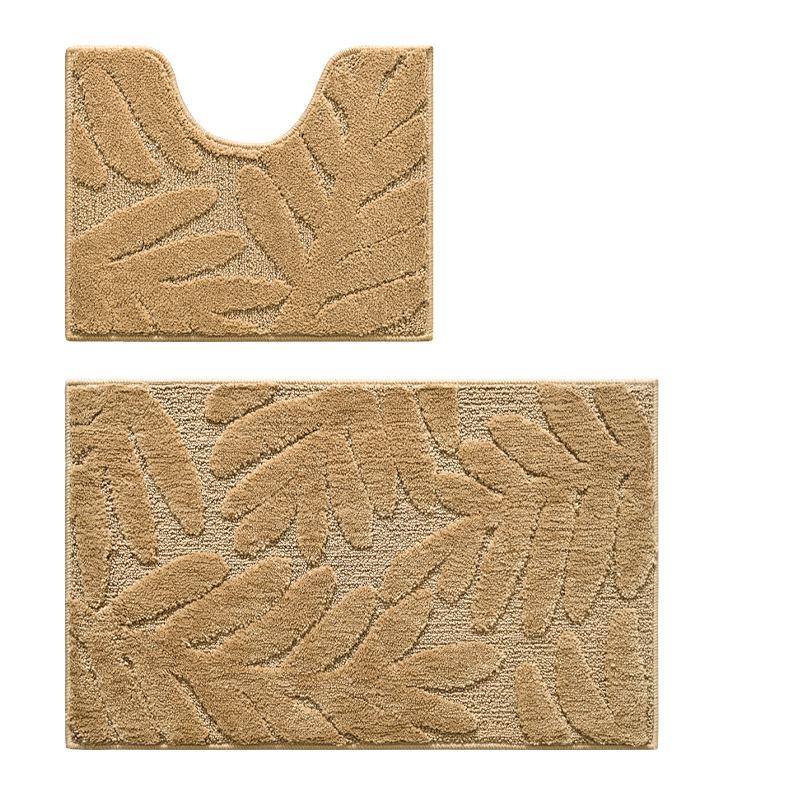 

2pcs/set Home Flocked Bathroom Floor Mat Leaf High and Low Strong Absorbent Blanket Anti-slip Mat Quick-drying Foot Mat Dacron