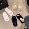 Fairy Wind Plush Cross Cotton Slippers Female Large Size Outer Wear 2025 New Spring and Autumn Home Use Non-slip Word Hair