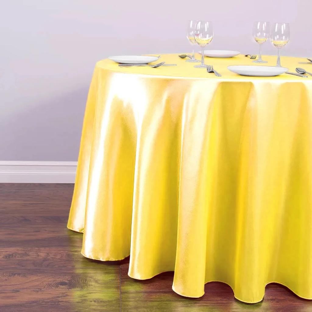 Solid Color Satin Round Table Cloth Tablecloth Table Cover Overlay For Birthday Wedding Banquet Restaurant Festival Party Supply