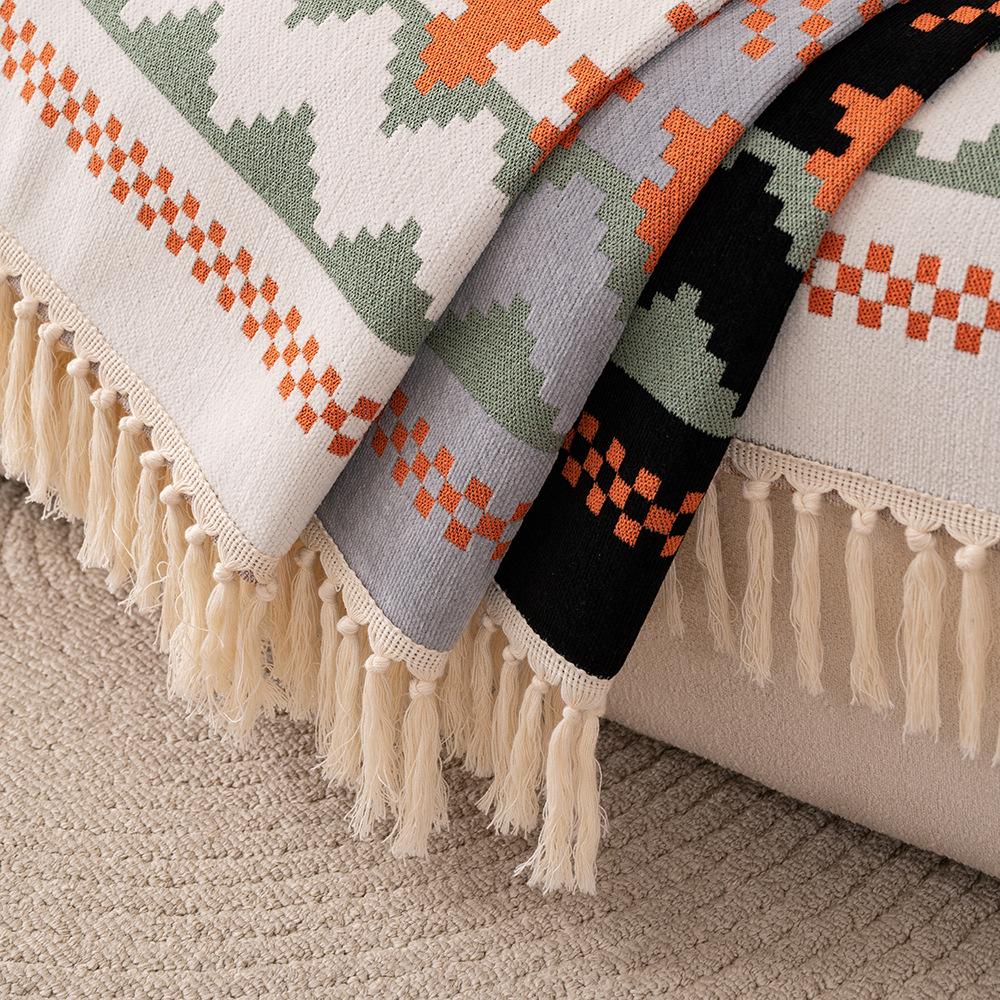 Bohemia Style Universal Sofa Covers Tassels Decoration Furniture Protector Non-Slip Resistant Dirt Sofa Mat Sofa Blanket Towel