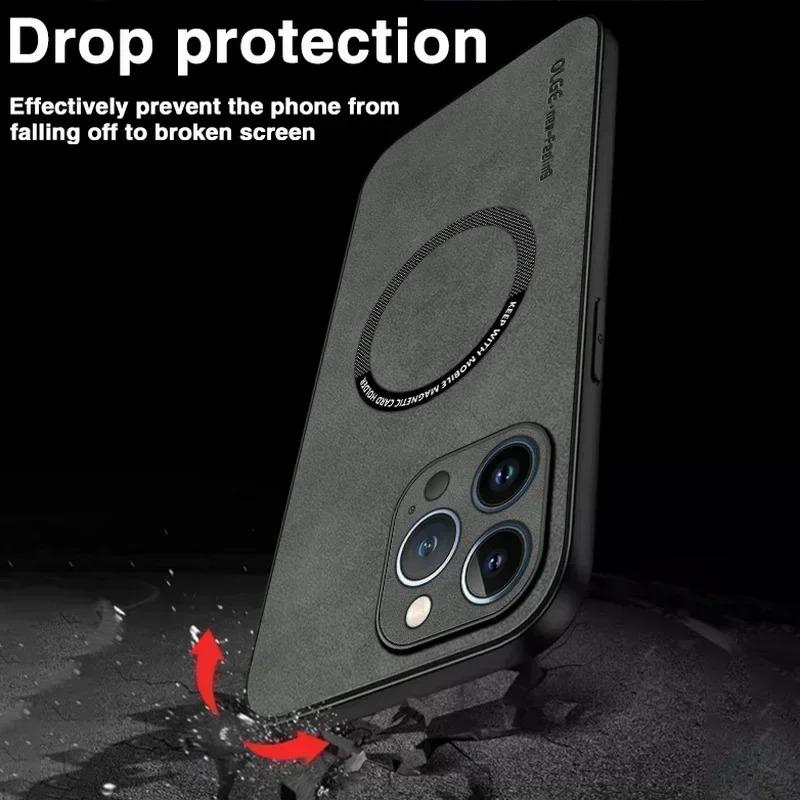 For Magsafe Luxury Leather Shockproof Phone Cases For iPhone 17 16 15 14 13 12 11 Pro Max Plus Magnetic Wireless Charging Cover