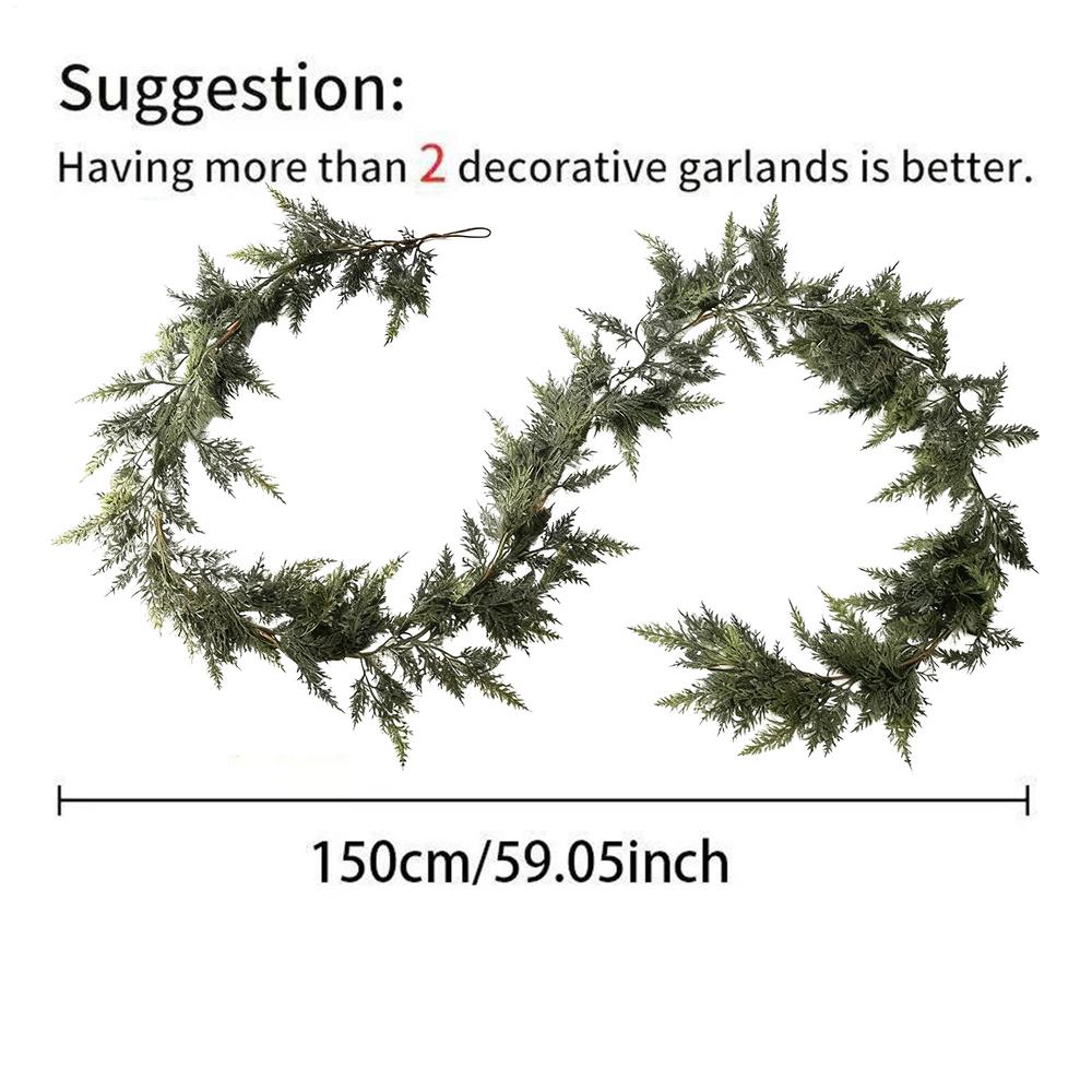 Christmas Garland Artificial Green Pine Decoration Artificial Garland for Wreath Fireplace Tree Mantel Porch Indoor Stairs Table