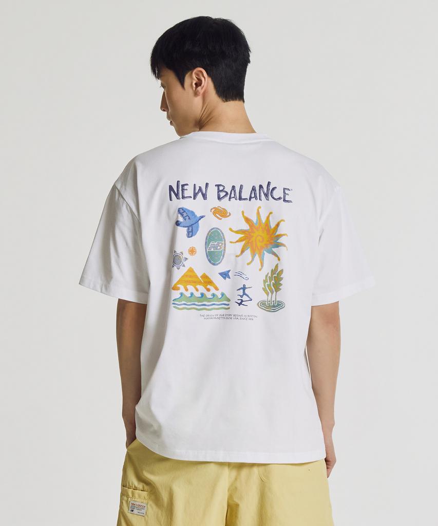 Nyuballanseu Nbneg31643 / Uni Sunny & Rainy Illustration Short Sleeve T-Shirt (White)