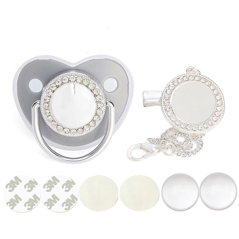 Silver Heat Transfer Rhinestone Baby Pacifier 2022