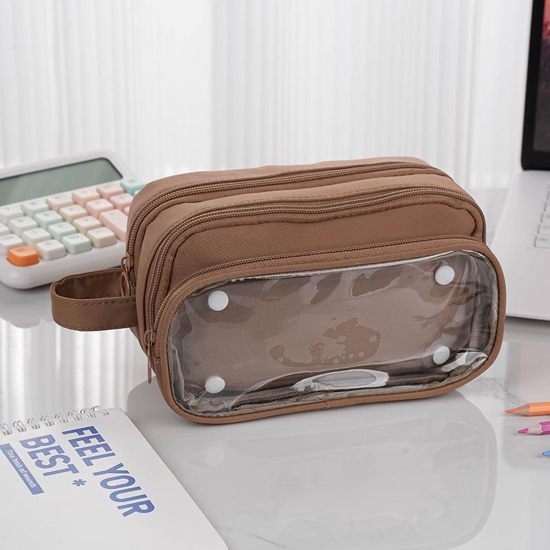 Detachable Double-Layer Pencil Case with Transparent Window for Students