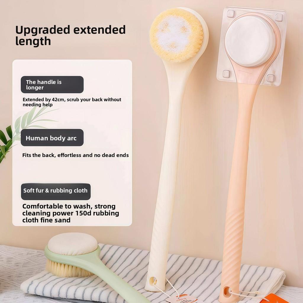 Dualsided Bath Brush With Long Handle For Exfoliation And Body Scrubbing