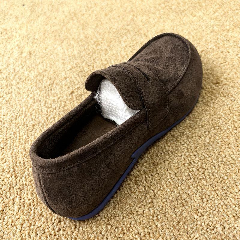 Doudou Schuhe Damen Frühling und Herbst neue Damen Weichsohlen Slipper Retro Einzelne Schuhe Fahrschuhe