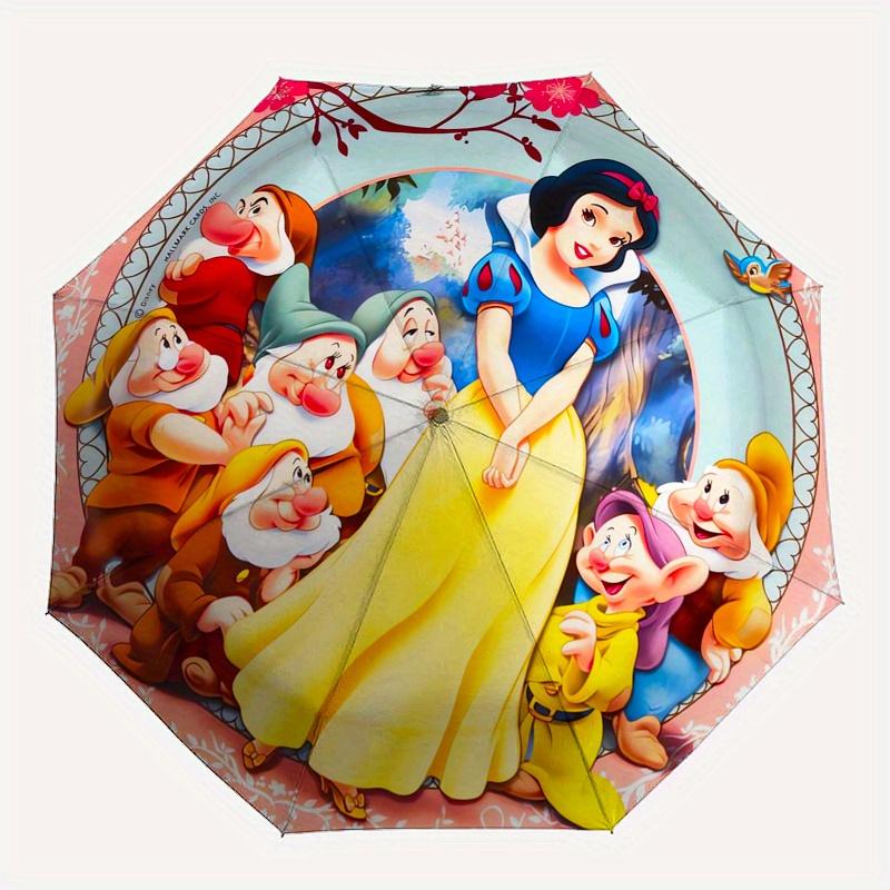Snow White,Seven Dwarfs Automatic Umbrella   Tri fold Portable Umbrella, Best Holiday Gift for Men and Women, Durable Iron Frame, Playful De