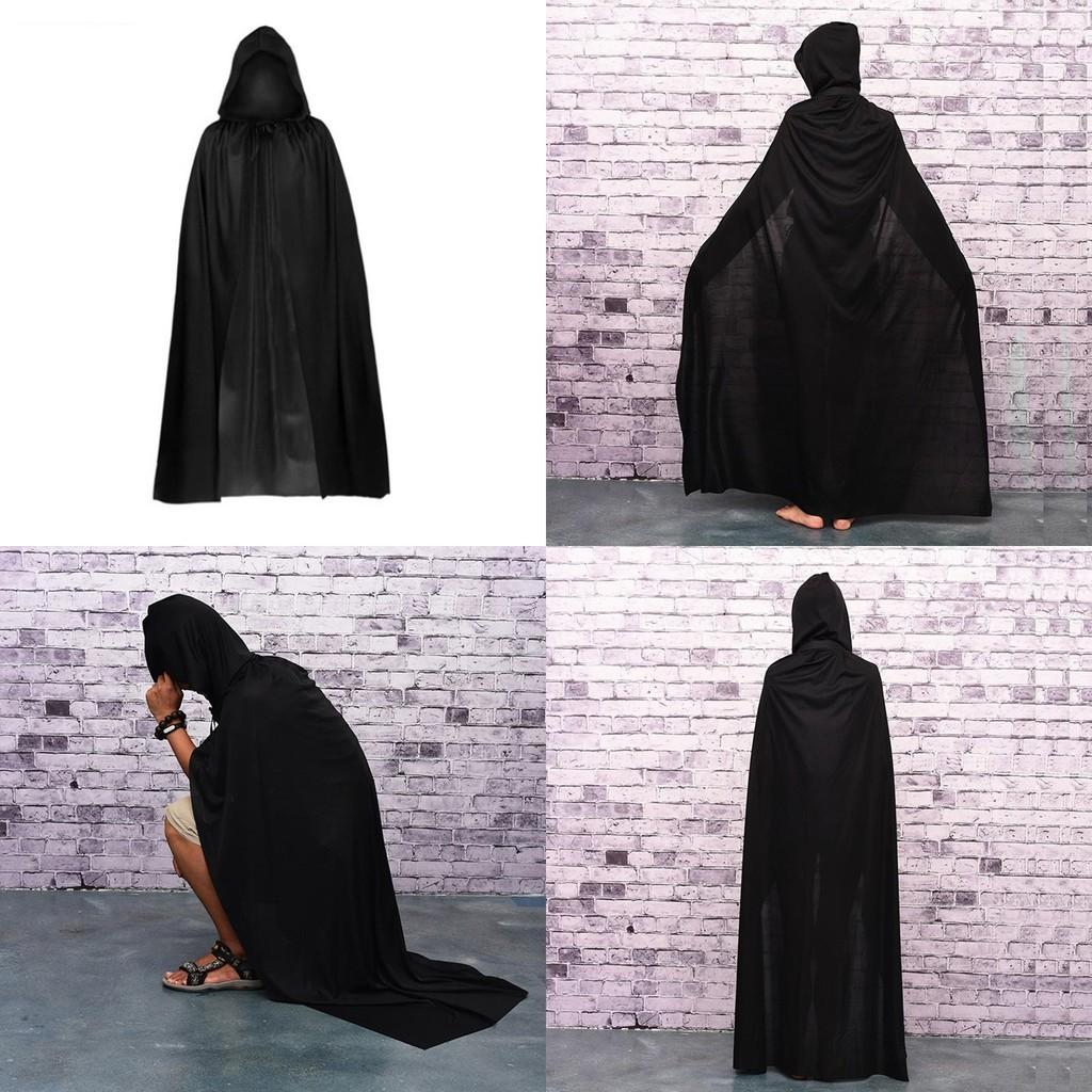 Mantello di Halloween Cosplay Mietitore Vampiro Strega Mago Veste Festa Adulti Bambini Mantello Nero Mantello
