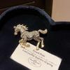 Classic Rhinestone Horse Brooches Year of The Horse Zodiac Animal Lapel Pins Jewelry Casual Metal Badge Pin for Women