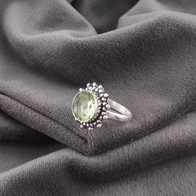 Bague Pierre Précieuse Améthyste Verte, Bague en Argent Sterling Massif 925, Bijou Délicat Fait Main, Cadeau pour la Fête des Mères