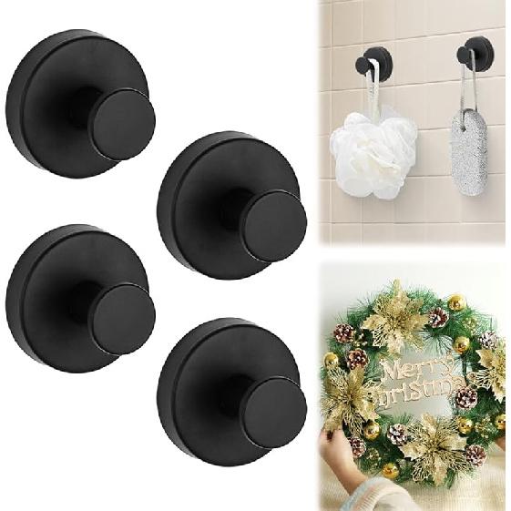 Suction Cup Hooks for Wreaths on Glass, 2025 New Model No-Drill Suction Cup Hooks, Wreath Hangers for Front Doors, Metal Towel Hooks for Showers