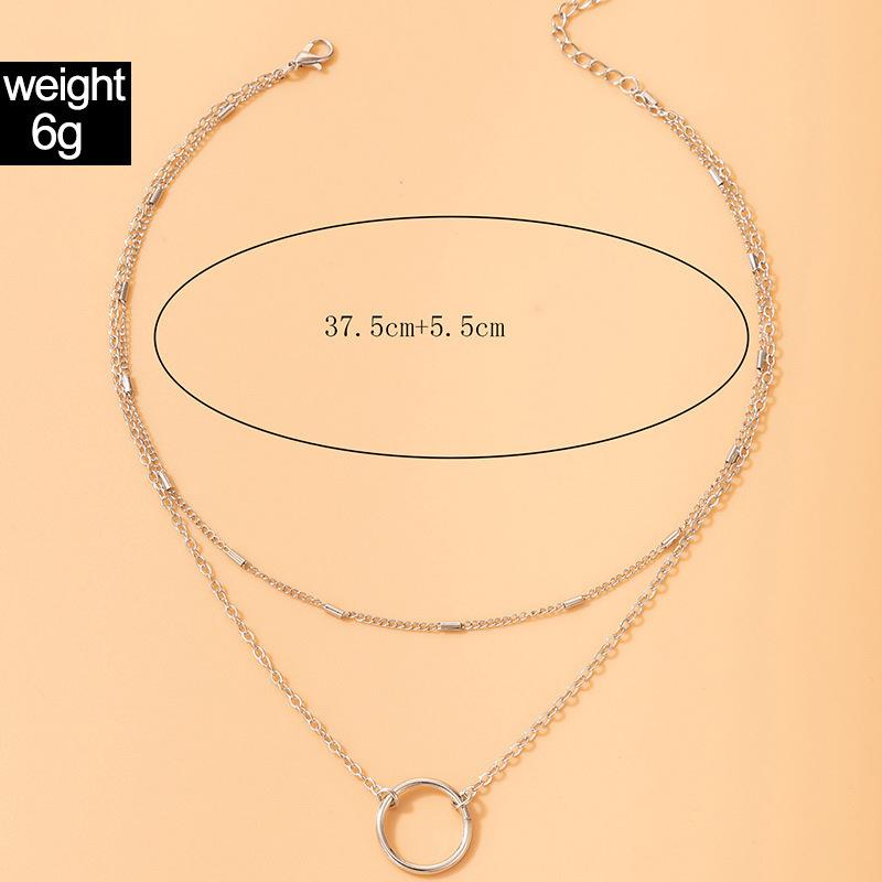 New necklace, simple and fashionable circle geometric multi-layer ins cold wind women's collarbone chain