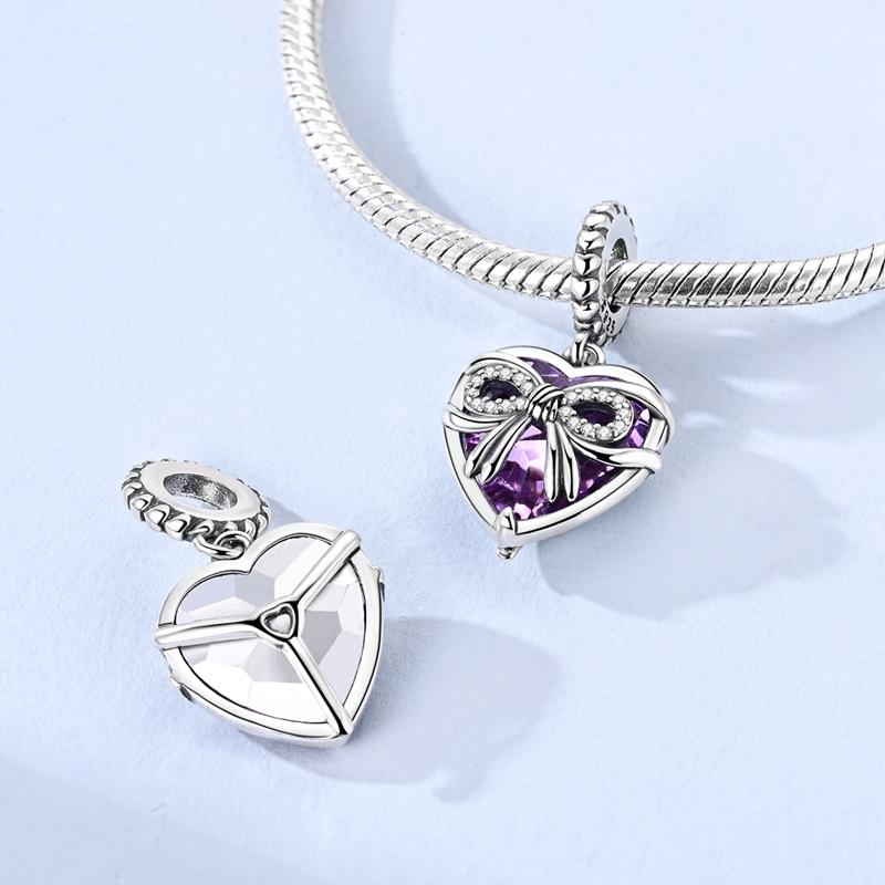 Sweet Copper Love Hearts Zircon Charms Pandent Beads Fit Original Bracelet For Women Necklace Fine Jewelry Diy Gift