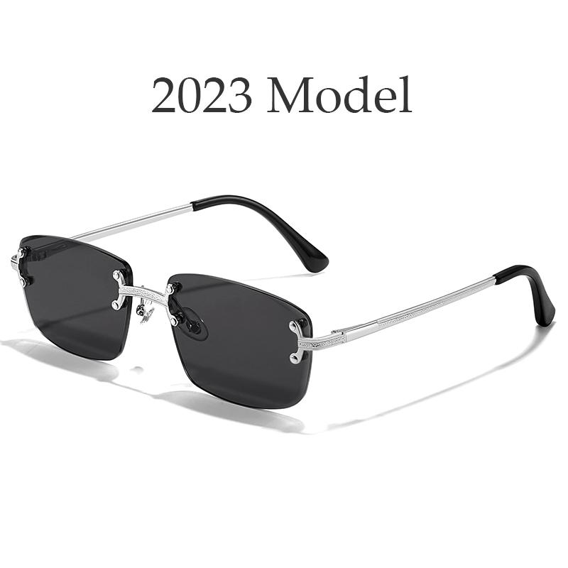 HBK Trendy Frameless Sun Glasses Luxury Rectangle Rimless Sunglasses for Men Women
