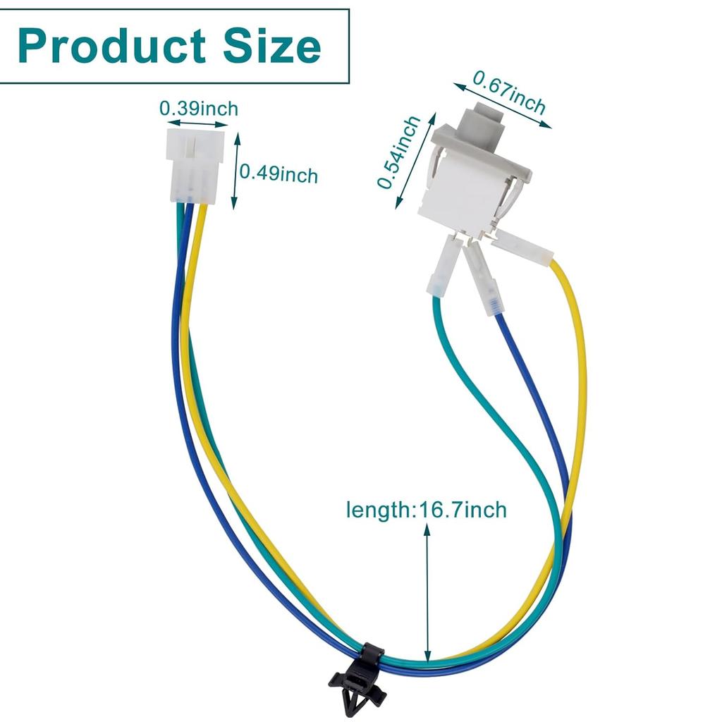 8283288 Dryer Door Switch with Wire, Whirlpool Dryer, WPW10318609 W10318609 8574875 W10128087 8283288 4165281 4371407 8519323 865677