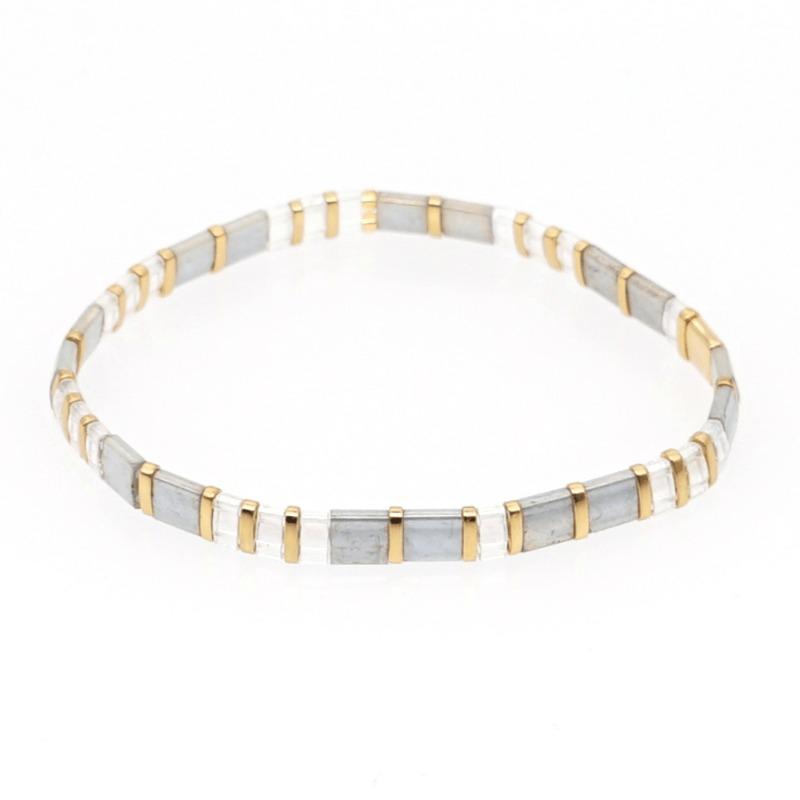 Women's Fashion Bracelet, Elegant Sexy Glass Beaded Jewelry, Handwoven Elastic Cord Bracelet for Daily Wear Gift, Party & Beach Vacation