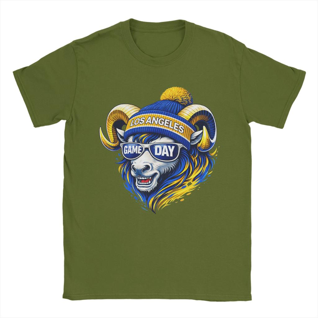 Ram with Beanie and Sunglasses Game Day Vibes Unisexs T Shirts  Funny Tees Short Sleeve Round Collar Cotton Plus Size Clothing