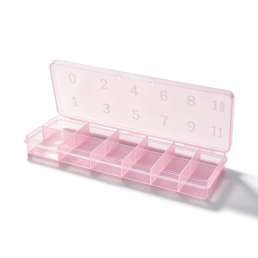 12 Grid Nail Tip Storage Box, False Tips Case with Printed Marking, Jewelry Rhinestone Bead Organizer Container
