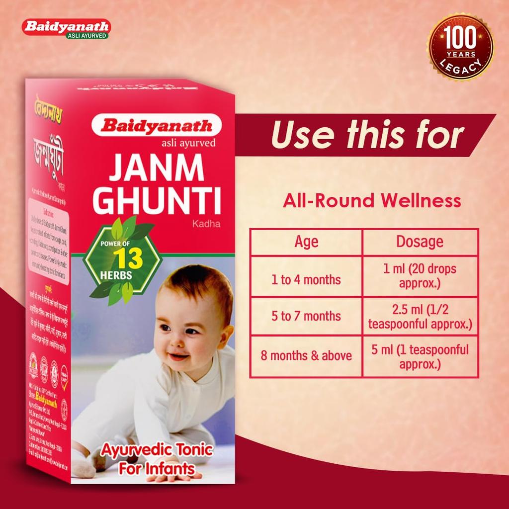 Baidyanath Janmghunti Infant Tonic 220 ml Pack Supports Digestion General Weakness Healthy Gut