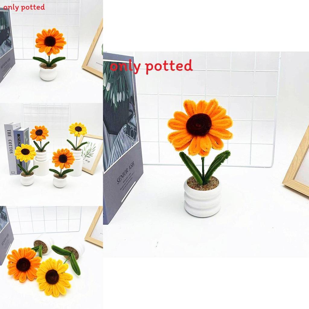 Plush Twisted Rod Sunflower Potted For Home And Outdoor Use