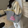 Striped Tote Bag For Women Large Capacity Shoulder Bag Two-sides Reversible Hand Bag Traveling And Shopping Underarm Bag CLE