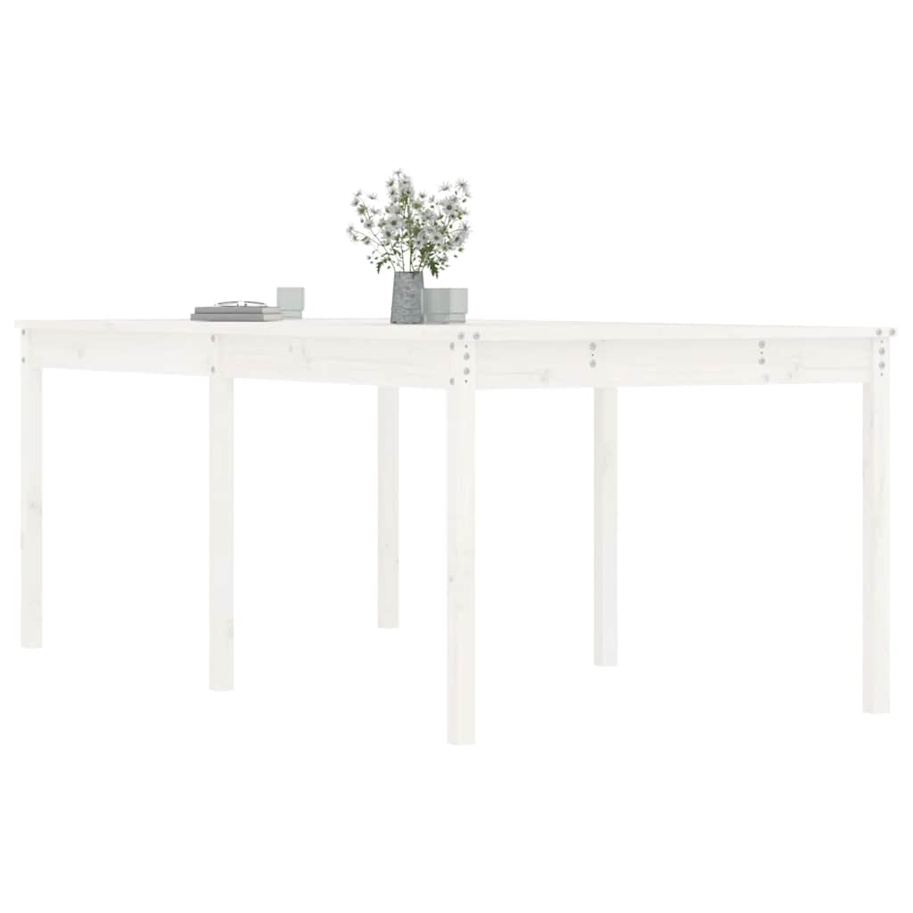Vidaxl Stół Ogrodowy, Biały, 203,5X100X76 Cm, Lite Drewno Sosnowe