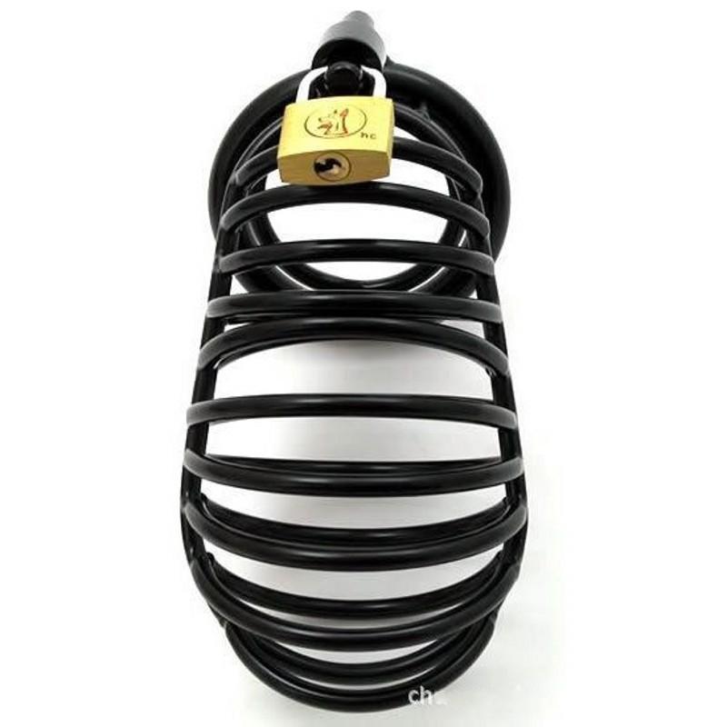 Dispositivo de Castidad de Metal para hombres, jaula para pene con 3 anillos para pene, manga de bloqueo, jaula para pene, cinturón de Bondage, juguete sexual fetiche para hombres