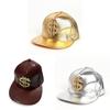 Hip Hop Pu Leather Baseball Cap With Diamond Embellishments For Streetwear Fashion