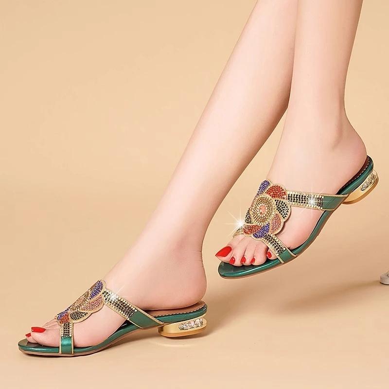 Fashion Fashion Women Sandals Lightweight Outdoor Ladies Slides Crystal Glitter Bling Slippers Beach Platform Sandals Zapatos De Mujer