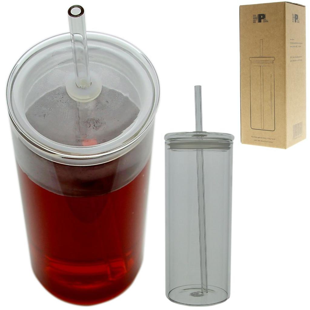 MUG GLASS BOTTLE BOTTLE WITH STRAW 600ml GLASS
