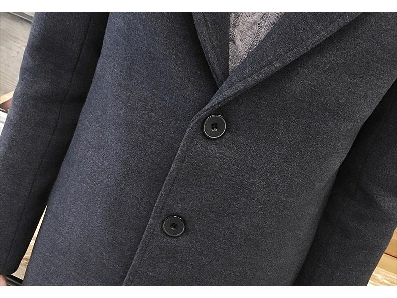 Men's Slim Fit Wool Trench Coat - Korean Style Mid-Length, Plus Size, Trendy British Design
