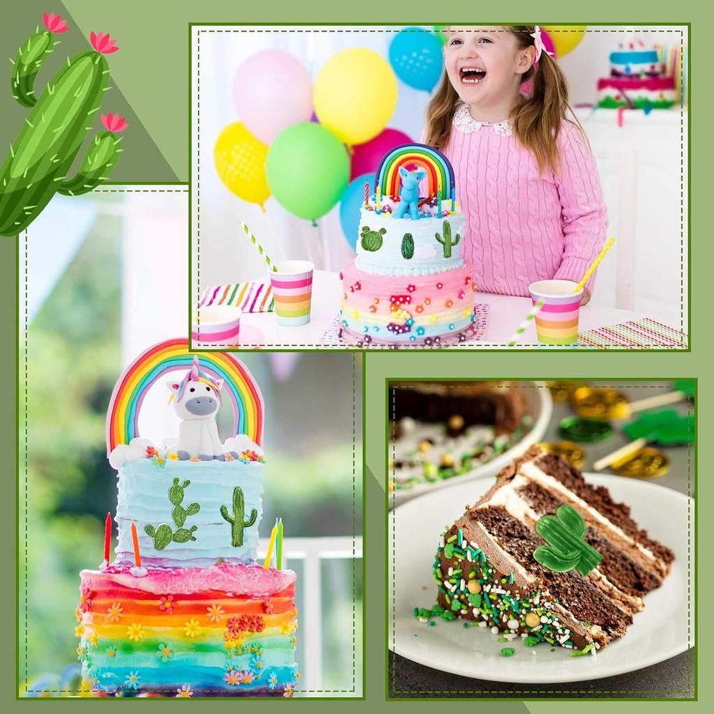 3 Pieces Cactus Silicone Fondant Moulds Cacti Hawaiian Cake Moulds Set for Making Sugar Chocolate Candy Gum Paste Cupcake Cake Decoration Supplies