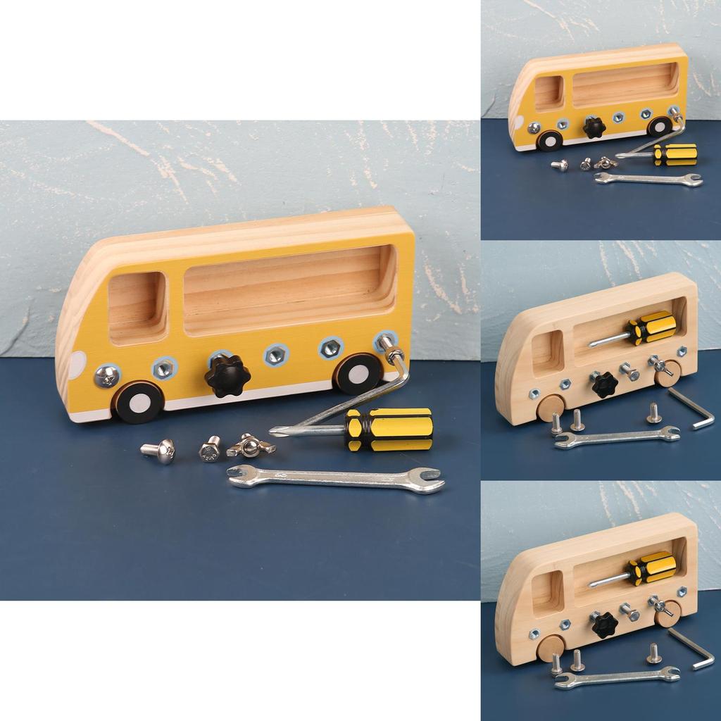 Wooden Bus Dismounting Diy Educational Toy For Kids Parentchild Interaction