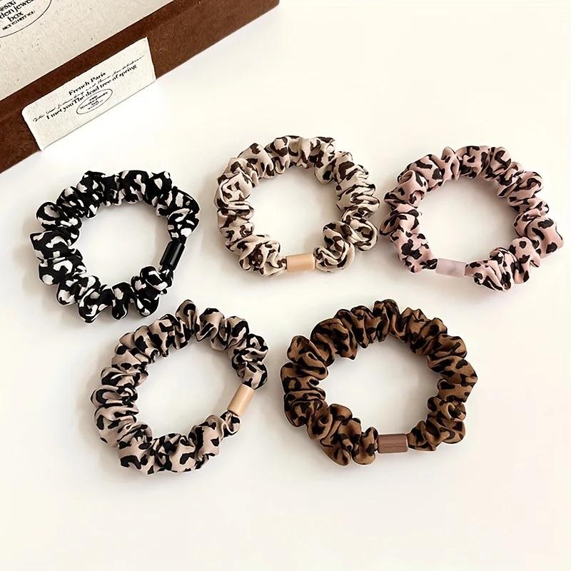 10pcs Leopard Print Elastic Hair Ties High-Elasticity Ponytail Holders Buns and Braids Hair Accessories Elastic Hair Bands