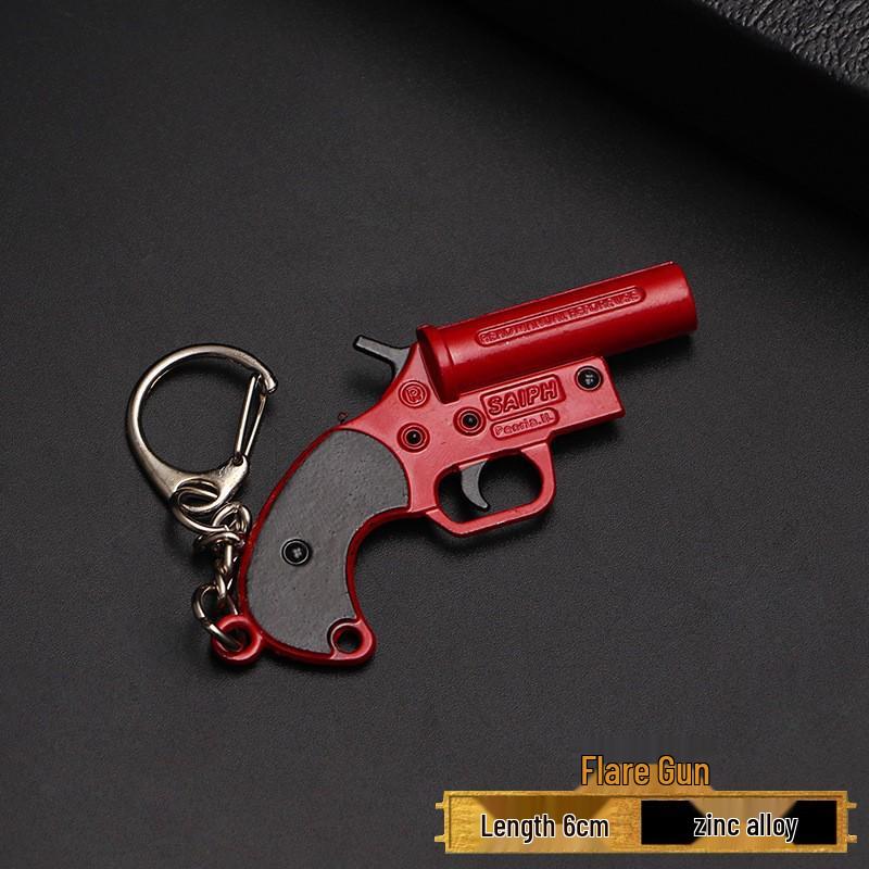 PUBG Peace Elite Chicken Dinner Anime Keychain Alloy Model Gun Toy Pendant