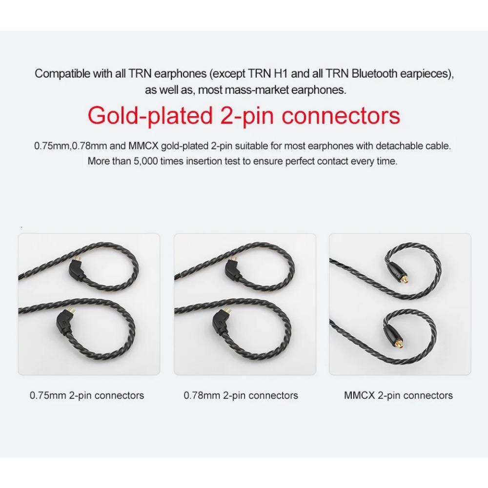 TRN A3 6-adriges Ohrhörerkabel, hochreines Kupferkabel mit 3,5 mm MMCX/2Pin TRN V90 V30 V80 TRN MT1 VX PRO Kirin MT3 ST5 BAX